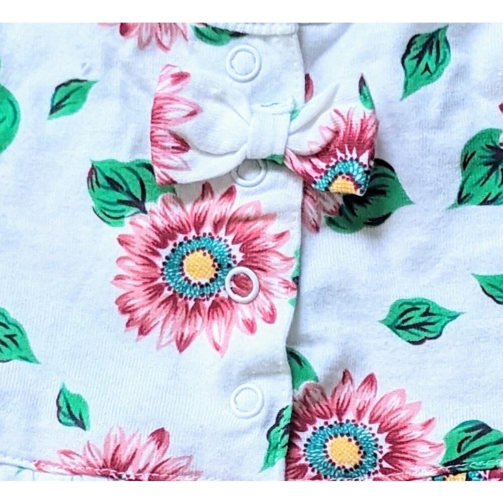 Kidlooks Girl's One Piece 6-9 Months Pink Daisy Floral Ruffled Short Sleeve - Picture 7 of 8